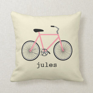 Pink Bicycle Personalized Pillow
