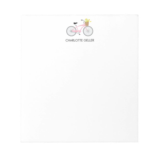 Pink Bicycle With Basket Notepad (Front)