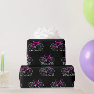 Pink Bicycle with Cycologist Text  Wrapping Paper