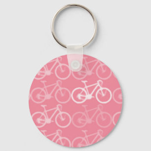 pink bicycles pattern keychain