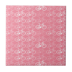 pink bicycles pattern tile