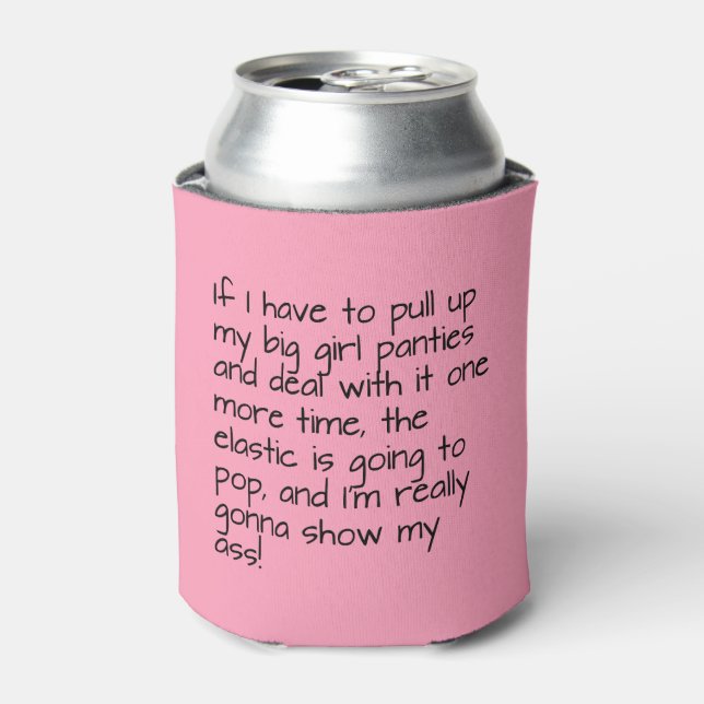 Pink Big Girl Panties Saying Name Personalized Can Cooler (Can Front)