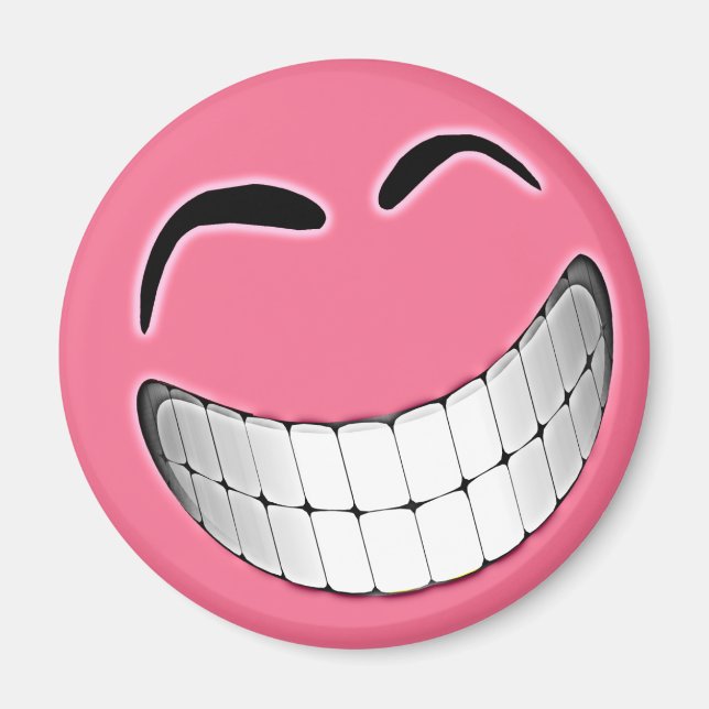 Pink Big Grin Face Magnet (Front)