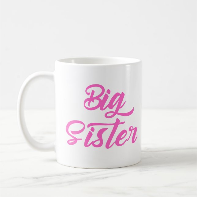 Pink Big Sister Typography Coffee Mug (Left)