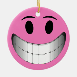 Pink Big Smile Face Ceramic Ornament