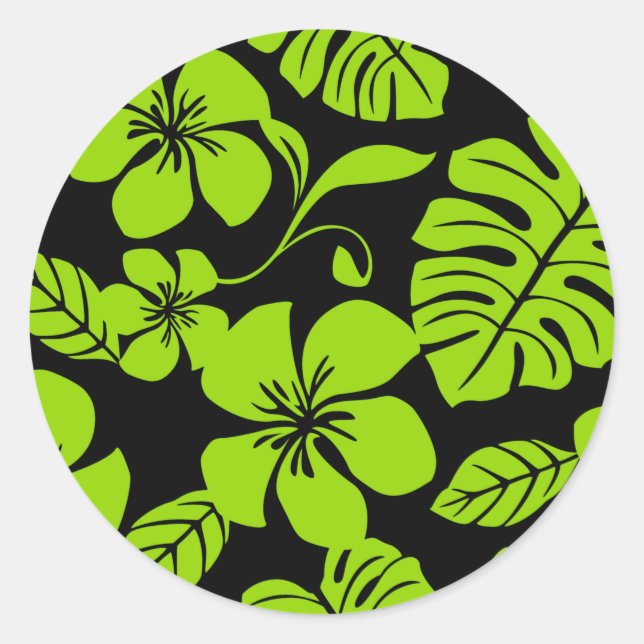 PINK BIKINI (BLACK/LIME) CLASSIC ROUND STICKER (Front)
