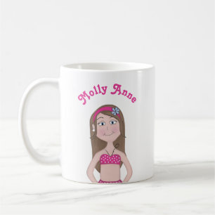 Pink Bikini, fair skin with brunette and blue eyes Coffee Mug