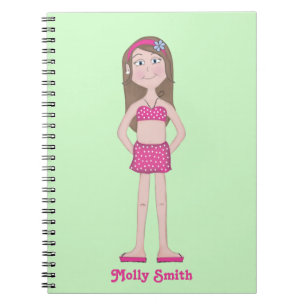 Pink Bikini, fair skin with brunette and blue eyes Notebook