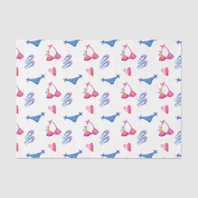Pink Bikini & Flip Flops (Design 72 Pink Series) Tissue Paper (Front)