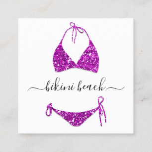 Pink Bikini Lingerie Beach Costume Underwear Shop Square Business Card