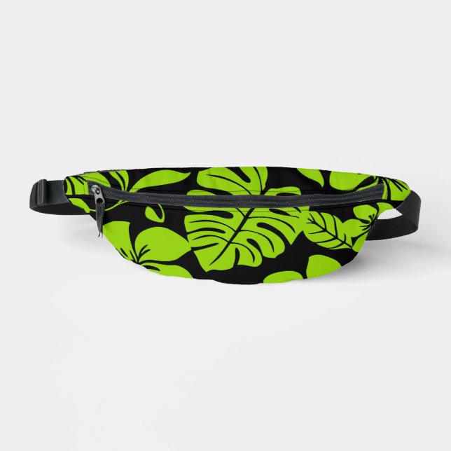 PINK BIKINI PATTERN IN BLACK/LIME FANNY PACK (Front)