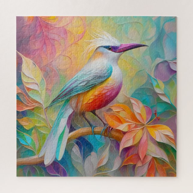 Pink Billed Red Breasted Fantasy Bird Jigsaw Puzzle (Vertical)