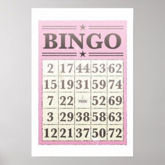 Pink Bingo Score Card Poster