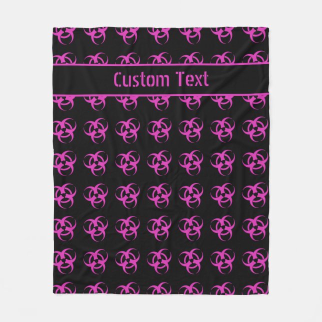 Pink Biohazard Symbol Blanket with Custom Text (Front)