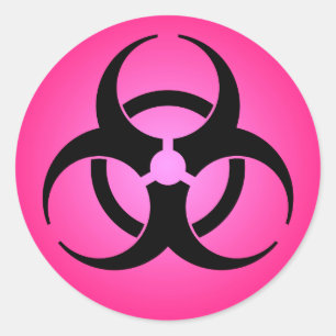 Pink Biohazard Symbol Classic Round Sticker