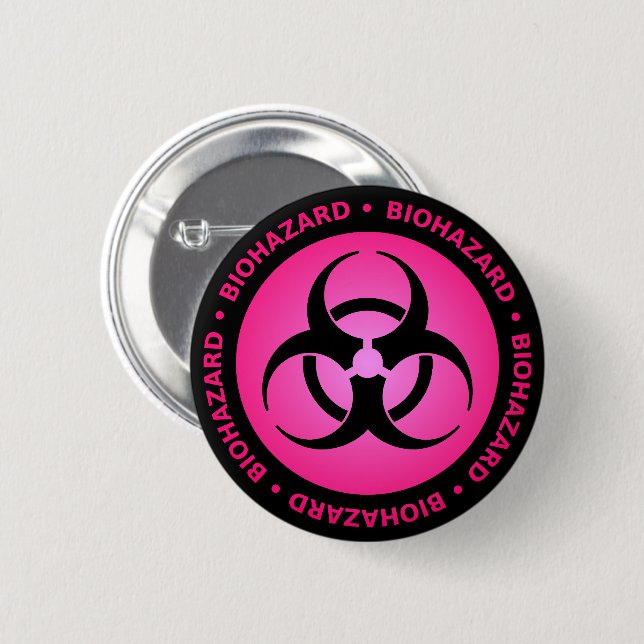 Pink Biohazard Warning Button (Front & Back)