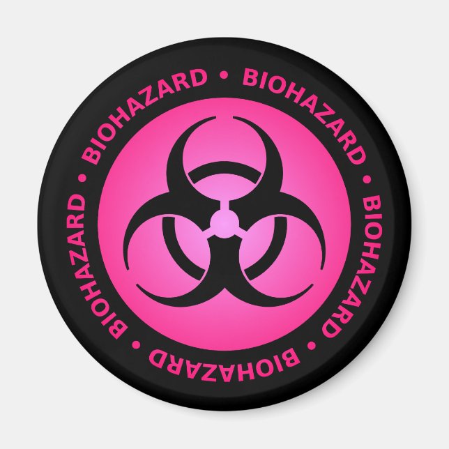 Pink Biohazard Warning Magnet (Front)