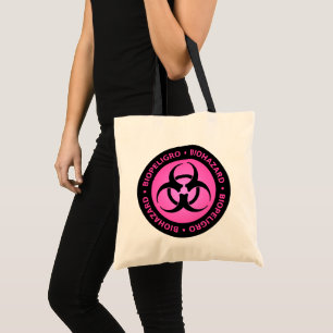 Pink Biohazard Warning Tote Bag