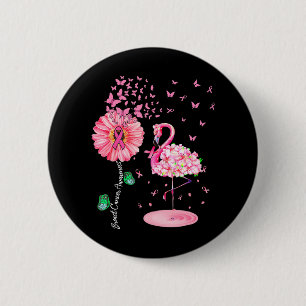 Pink Bird Flamingo Breast Cancer Awareness 2 Inch Round Button