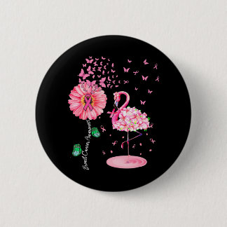 Pink Bird Flamingo Breast Cancer Awareness 2 Inch Round Button