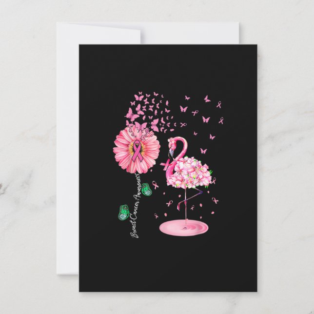 Pink Bird Flamingo Breast Cancer Awareness Invitation (Front)