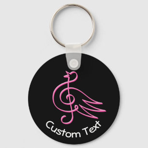 Pink Bird Music Keychain