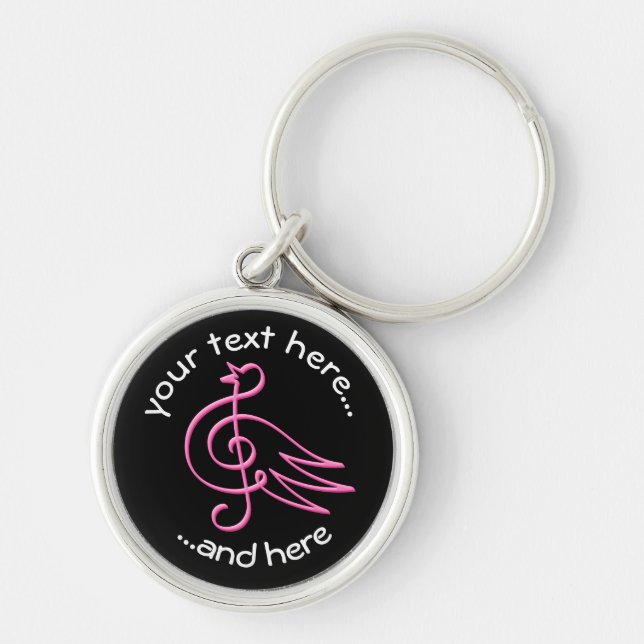 Pink bird music keychain (Front)