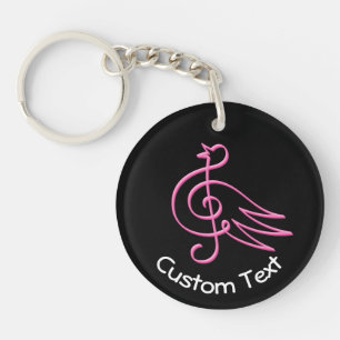 Pink Bird Music Keychain