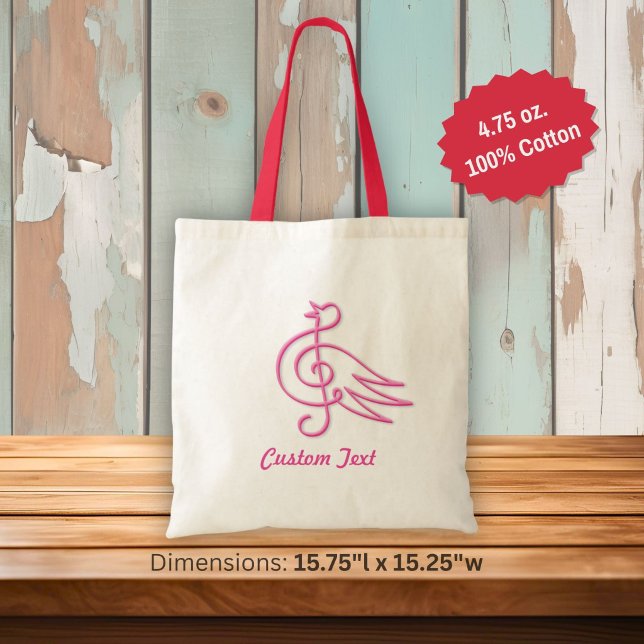 Pink bird music large tote bag (Creator Uploaded)