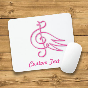 Pink bird music mouse pad