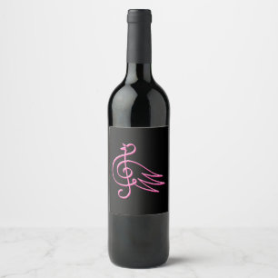 Pink bird music wine label