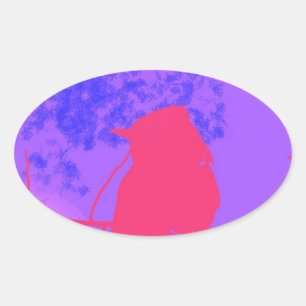 Pink Bird Oval Sticker