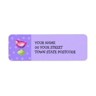 Pink Bird purple Return Address Label
