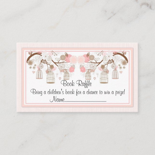 Pink Birdcage Book Raffle Tickets Enclosure Card (Front)