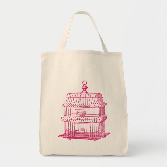 pink birdcage shopping tote (Front)