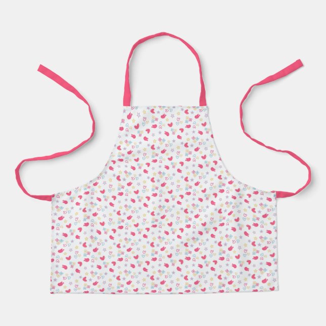 Pink Birds and Love Hearts Apron (Front)