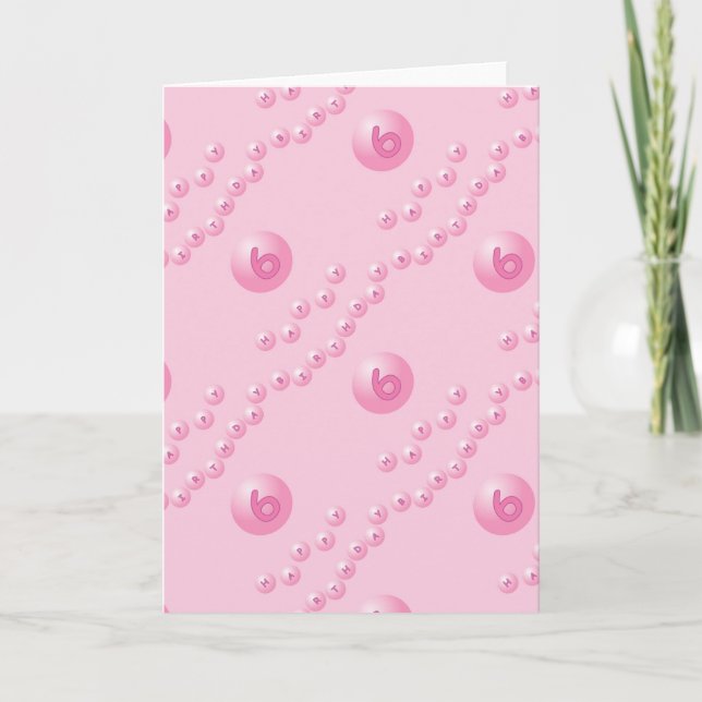 Pink Birthday Balls Age 6 Card (Front)