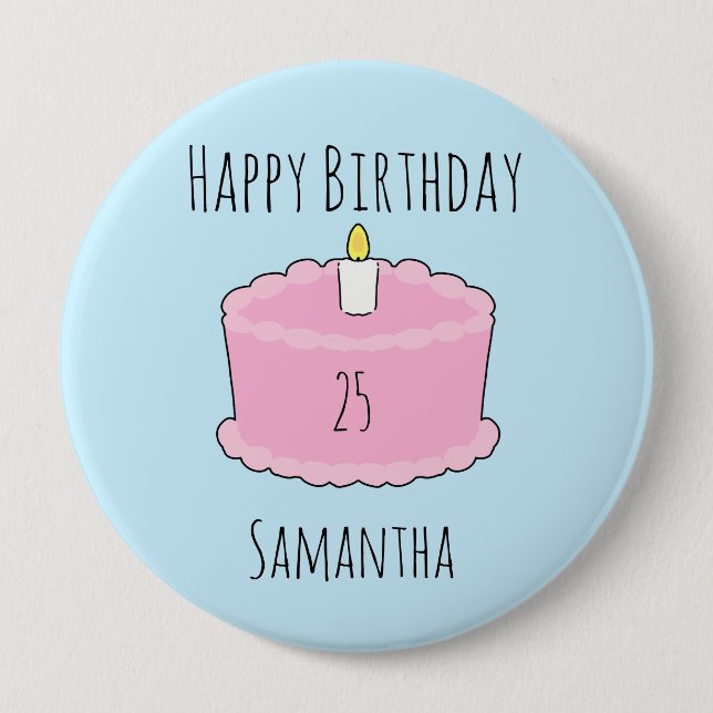 Pink birthday Cake 4 Inch Round Button (Front)