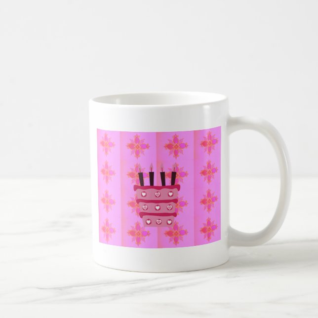 Pink Birthday Cake Art Print Coffee Mug (Right)