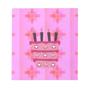 Pink Birthday Cake Art Print Notepad