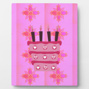 Pink Birthday Cake Art Print Plaque