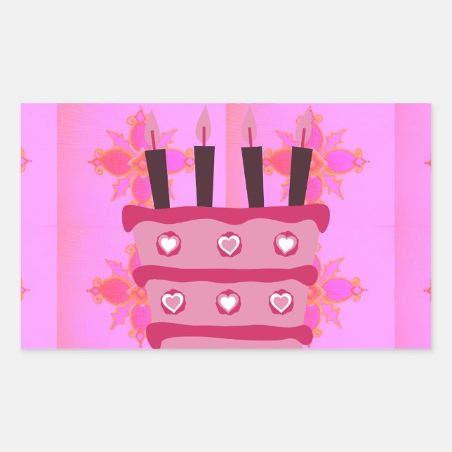 Pink Birthday Cake Art Print Sticker (Front)