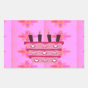 Pink Birthday Cake Art Print Sticker