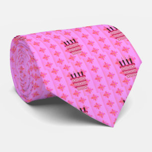 Pink Birthday Cake Art Print Tie