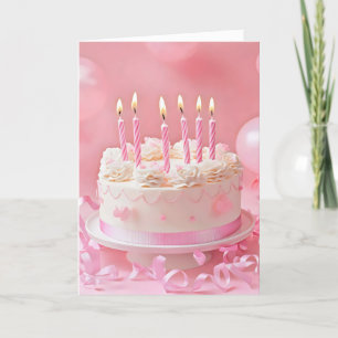 Pink Birthday Cake Holiday Card