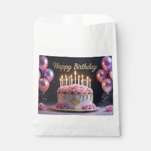 Pink birthday cake luxurious elegant extravagant favour bag