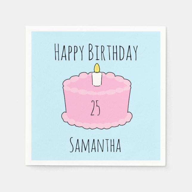 Pink birthday Cake Napkin (Front)