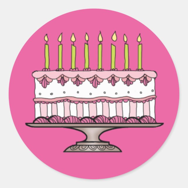 Pink Birthday Cake Sticker (Front)