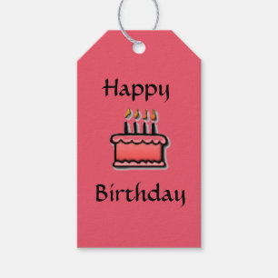 Pink Birthday Cake Theme Happy Birthday Gift Tags