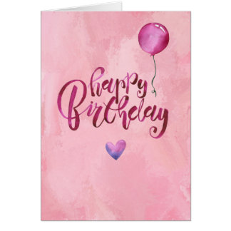 Pink Birthday card Happy day simple gentle